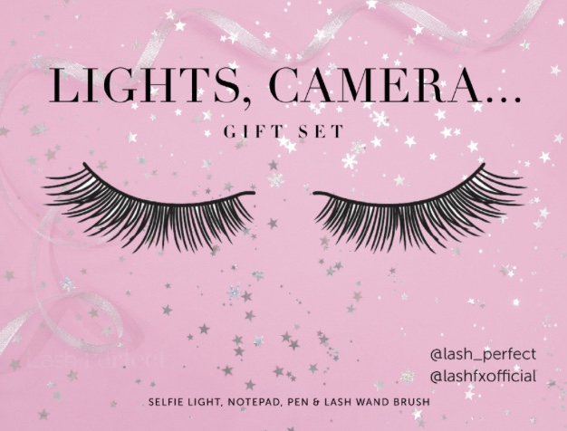 Gift Set Selfie Light, Notepad, Pen &amp; Lash Wand Brush